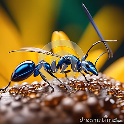 Ants in forest, AI-Generatet Stock Photo