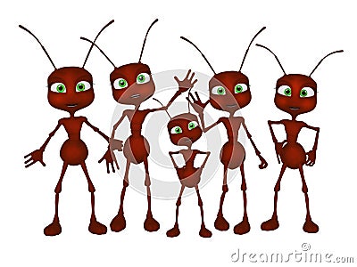 Ants 3d cartoon Stock Photo