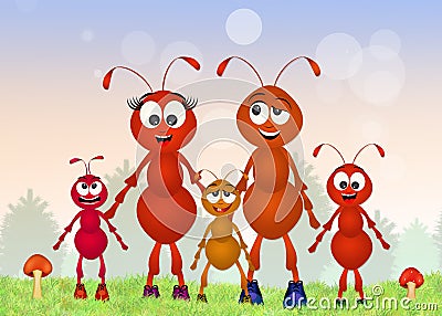 Ants family Cartoon Illustration