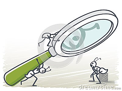 Ants and magnifying Vector Illustration