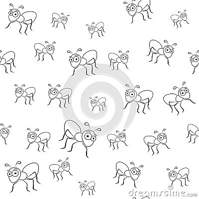 Ants seamless pattern Vector Illustration