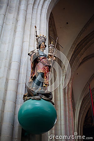 Antwerp, Belgium - June 19, 2011 : Interior of the Cathedral of Our Lady Editorial Stock Photo