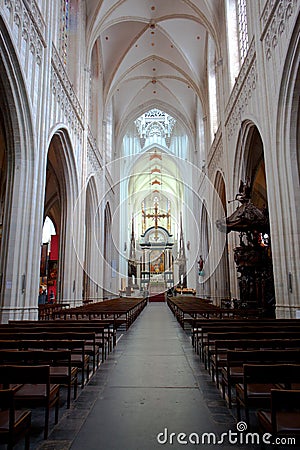 Antwerp, Belgium - June 19, 2011 : Interior of the Cathedral of Our Lady Editorial Stock Photo