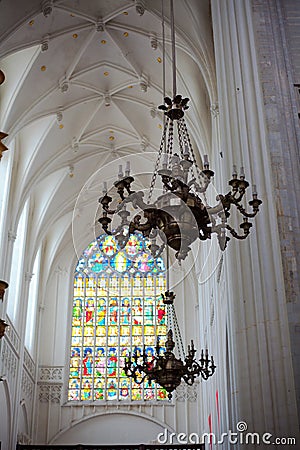 Antwerp, Belgium - June 19, 2011 : Interior of the Cathedral of Our Lady Editorial Stock Photo