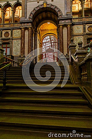 ANTWERP, BELGIUM - October 2, 2019: Interior of the monumental Central Railway Station in Antwerp Centraal Station Antwerpen, Editorial Stock Photo