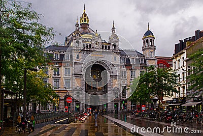 ANTWERP, BELGIUM - October 2, 2019: Interior of the monumental Central Railway Station in Antwerp Centraal Station Antwerpen, Editorial Stock Photo