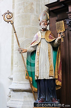 Statue of a bishop Saint in the Church of St Andrew Stock Photo