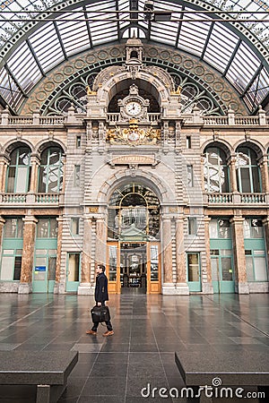 Antwerp Central Station ANTWERP- FEBRUARY 3rd. 2015 Editorial Stock Photo