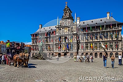 Antwerp City Hall, Great Market Square, Belgium Editorial Stock Photo