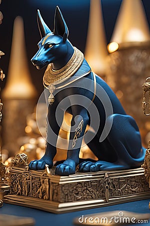 Anubis above a pile of corpses, fantasy, intricate, elegant, highly detailed AI henerated Cartoon Illustration