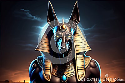 Egyptian Anubis. Fantasy character of Egypt, highly detailed AI generated Cartoon Illustration
