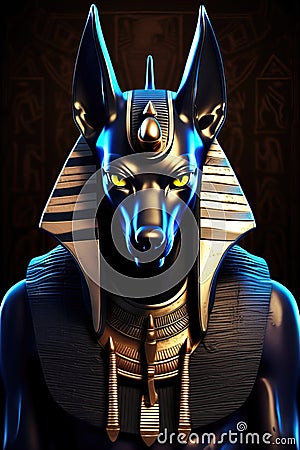 Egyptian Anubis. Fantasy character of Egypt, highly detailed AI generated Cartoon Illustration