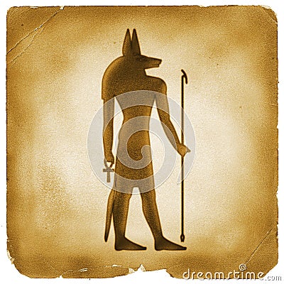 Anubis Egyptian symbol old paper Stock Photo