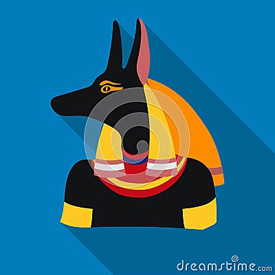 Anubis icon in flat style isolated on white background. Ancient Egypt symbol stock vector illustration. Vector Illustration