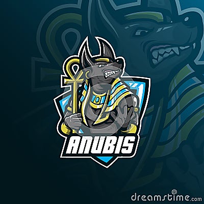 Anubis vector mascot logo design with modern illustration concept style for badge, emblem and tshirt printing. angry anubis Vector Illustration