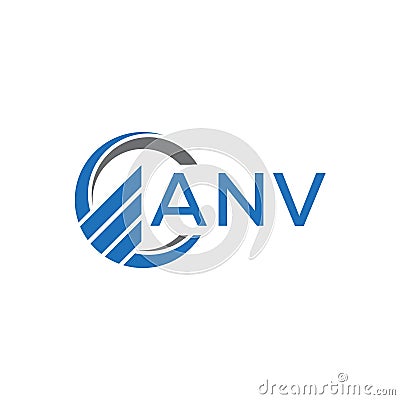 ANV Flat accounting logo design on white background. ANV creative initials Growth graph letter logo concept. ANV business finance Vector Illustration
