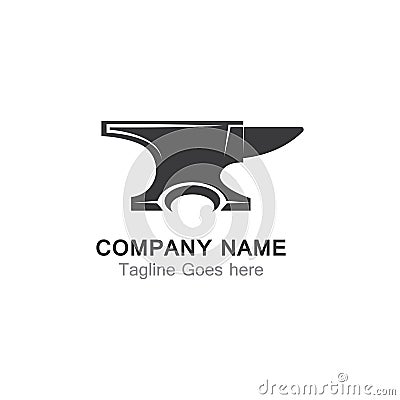 Anvil blacksmith vector logo design template on white Backgound Stock Photo