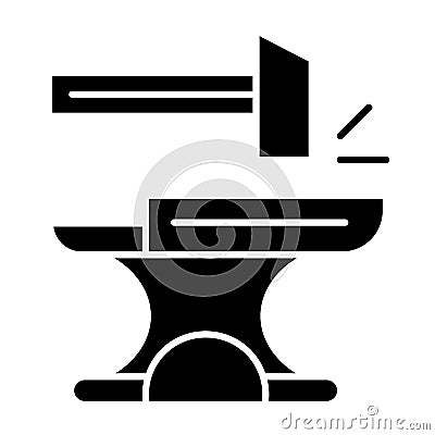 Anvil with hammer solid icon. Blacksmith vector illustration isolated on white. Smith glyph style design, designed for Vector Illustration