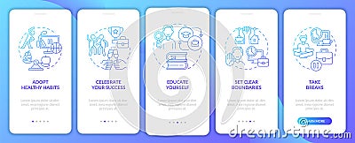 Anxiety avoiding at work blue gradient onboarding mobile app screen Vector Illustration