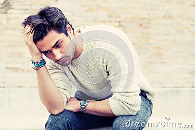 Anxiety concept. Young man with problems, despair Stock Photo