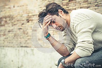 Anxiety concept. Young man with problems, despair Stock Photo