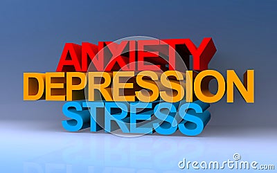 anxiety depression stress on blue Stock Photo