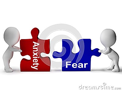 Anxiety Fear Puzzle Means Anxious And Afraid Stock Photo