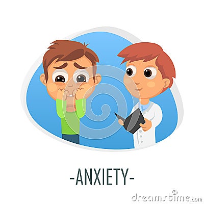 Anxiety medical concept. Vector illustration. Cartoon Illustration