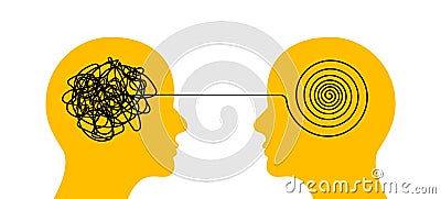 Anxiety mental health mind. Unravel psychotherapy session concept brain care help problem. Vector Illustration