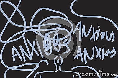 Anxiety representational illustration. Angst person, post-modern artwork, street art and graffiti vibe Cartoon Illustration