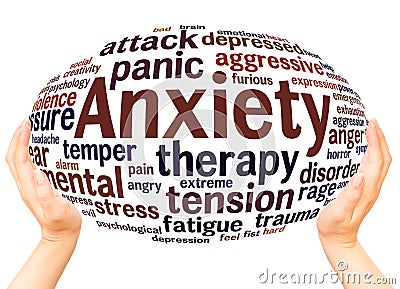 Anxiety word cloud hand sphere concept Stock Photo