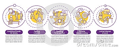 Anxiety at workplace purple circle infographic template Vector Illustration