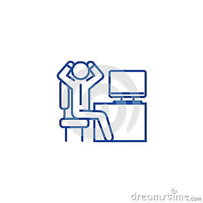 Anxious businessman in office line icon concept. Anxious businessman in office flat vector symbol, sign, outline Vector Illustration