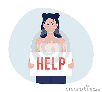 Anxious girl 2D vector isolated illustration Vector Illustration