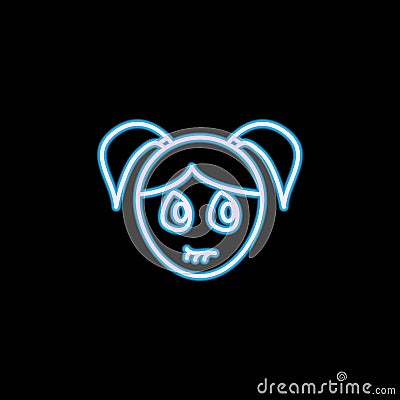 anxious girl face icon in neon style. One of emotions collection icon can be used for UI, UX Stock Photo