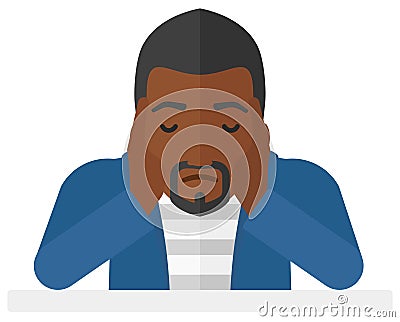 Anxious man clutching his head Vector Illustration