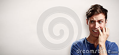 Anxious man face. Stock Photo