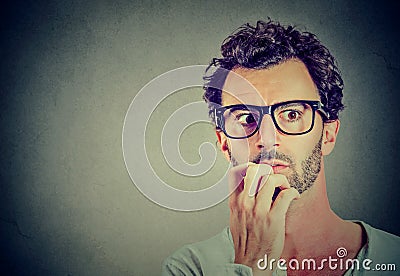 Anxious stressed man looking away Stock Photo