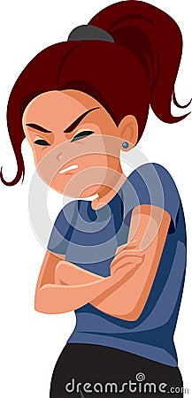 Anxious Teen Girl Feeling Stressed and Insecure Vector Cartoon Illustration Vector Illustration