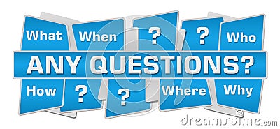 Any Questions Blue Squares Top Bottom Stock Photo