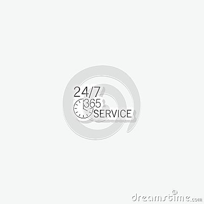 Any time working service or support sticker isolated on gray background Vector Illustration