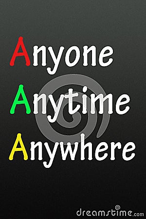 Anyone, anytime and anywhere symbol Stock Photo