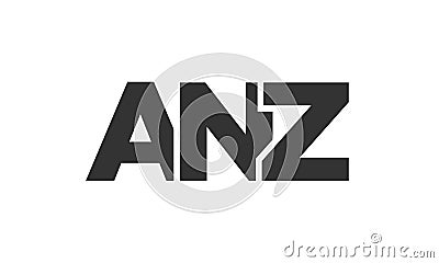 ANZ logo design template with strong and modern bold text. Initial based vector logotype featuring simple and minimal typography. Vector Illustration