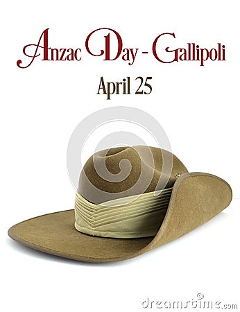 ANZAC army soldier slouch hat with text Stock Photo