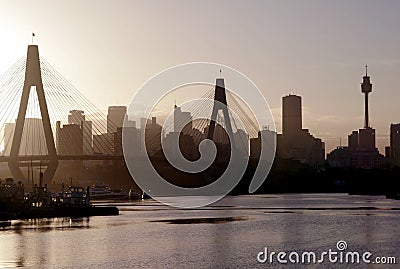 Anzac Bridge In Evening Light Editorial Stock Photo