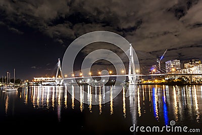 ANZAC Bridge at night Editorial Stock Photo