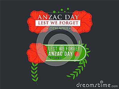 Anzac Day Banner with Red Poppy Flower Stock Photo