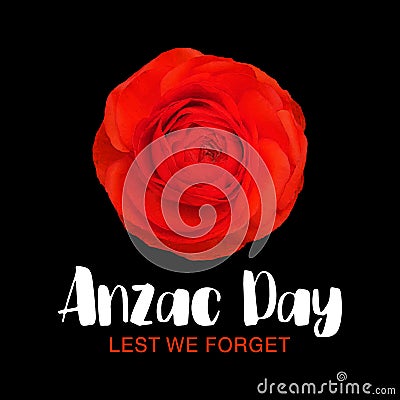 Anzac Day vector card. Lest We forget message. Memorial add. Fashion typography print Vector Illustration