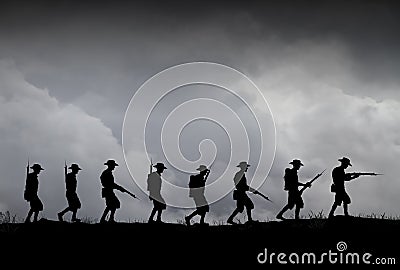 ANZAC soldiers Silhouette Stock Photo