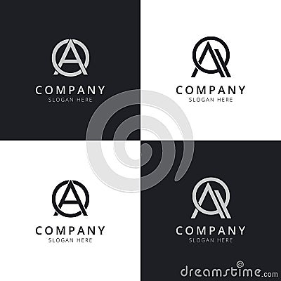 AO AQ letter initial logo templates Vector Illustration